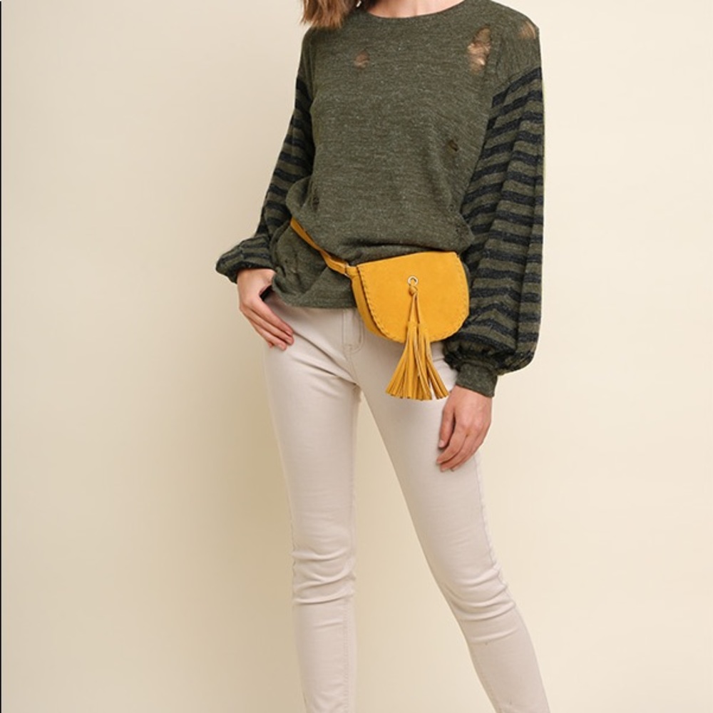 Umgee long sleeve sweater with ripped details NWT